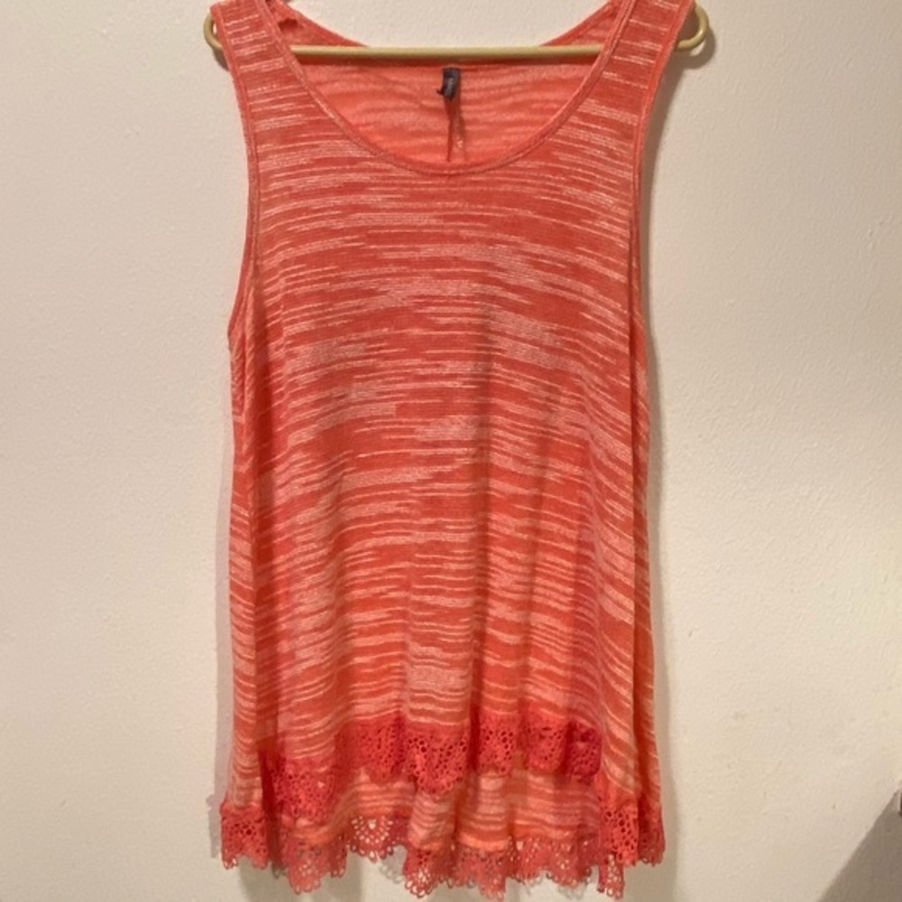 Massini Shirt Women’s Size X-Large Tank Top Orange‎ Rayon Polyester Blend